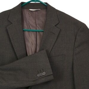Banana Republic Vintage Men's 44R Brown Plaid Blazer Wool/Cotton‎ Sport Coat